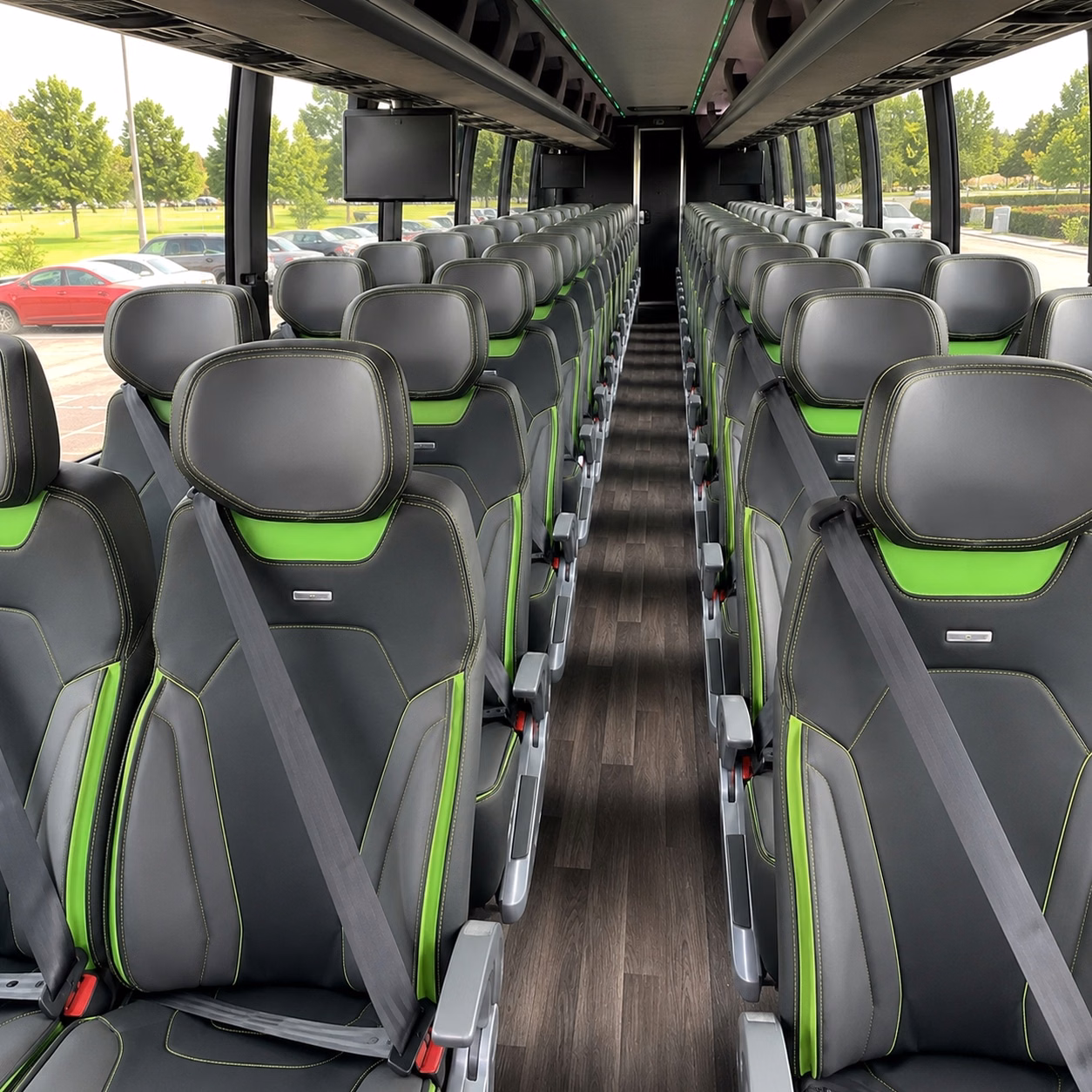 cary charter bus rental interior